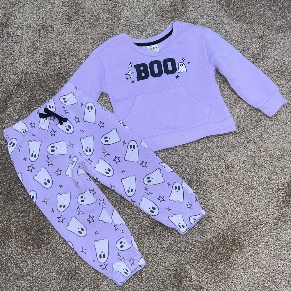 Joyful Moments Purple Boo Ghost Matching Sweat Set 2T